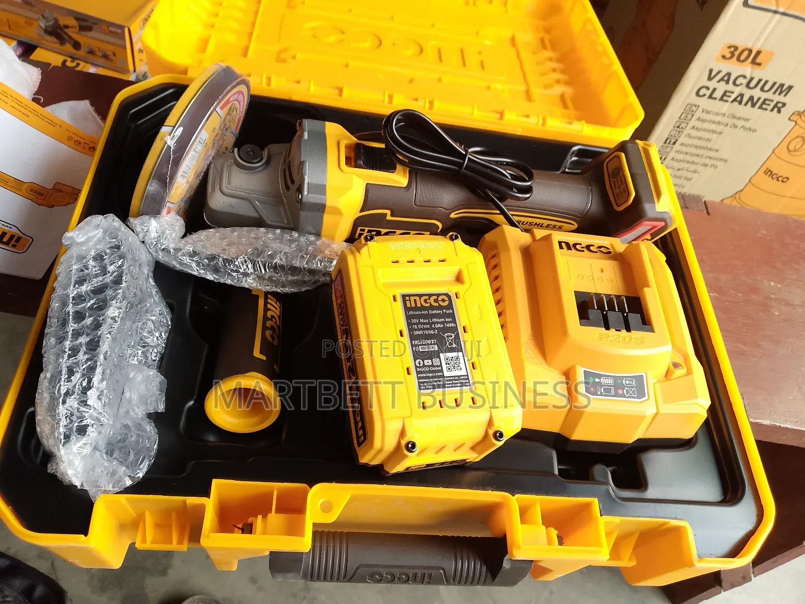 Chargeable Cordless Angle Grinder With Accessories Incco