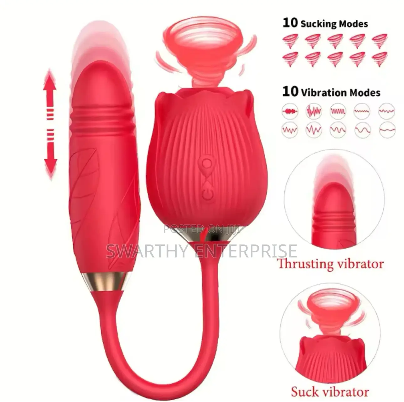 Rose Clitoris Sucking Vibrator With Dildo Masturbators
