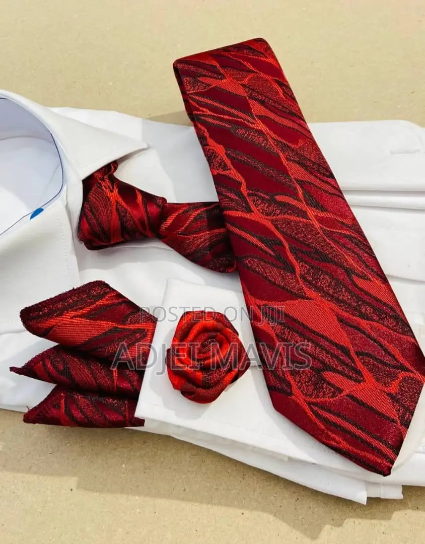 Red Microfiber Men’S Ties Set