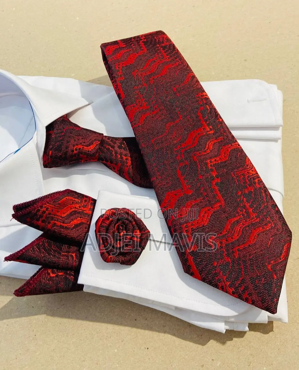 Red Microfiber Men’S Ties Set