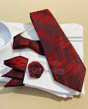 Red Microfiber Men’S Ties Set