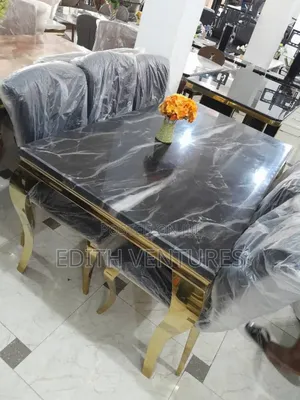 Modern Gold Legs Dinner Ware With 6 Chairs