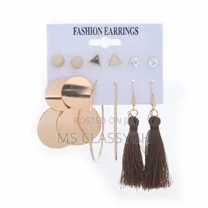 Earrings Combination Set Simple Hollow Pearl Tassel Earrings