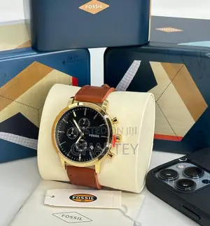 Business Chronograph Men’S Fossil Leather Strap Watch