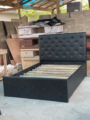 Leather Double Bedframe 54/75 Color Black And Free Delivery