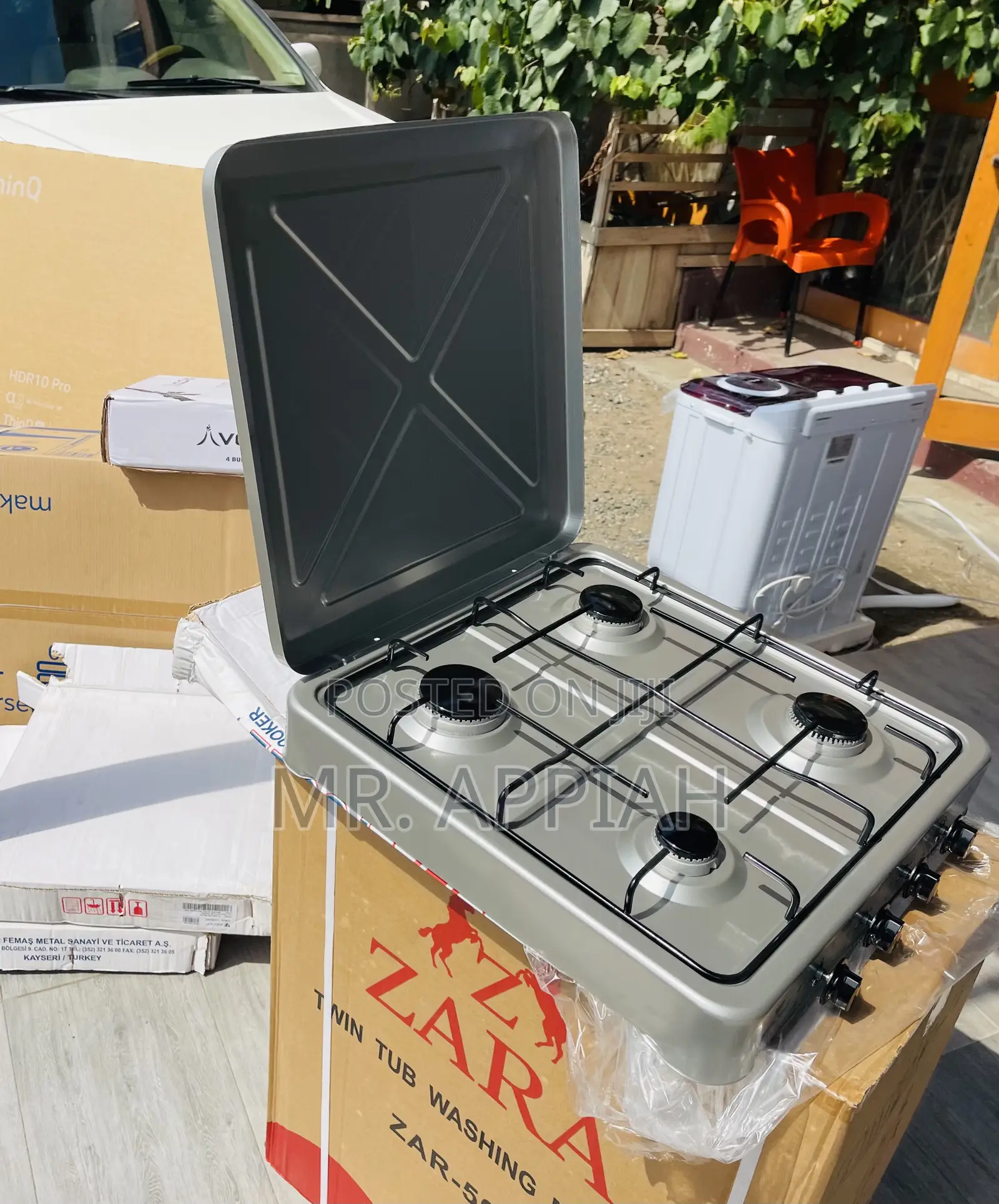 Elegant Gray Yucel 4 Gas Table Top Burner(Gray).