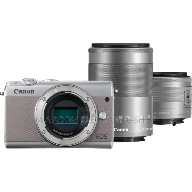 Canon Eos M100 Camera With 15-45mm 55-200m Lens in Adabraka