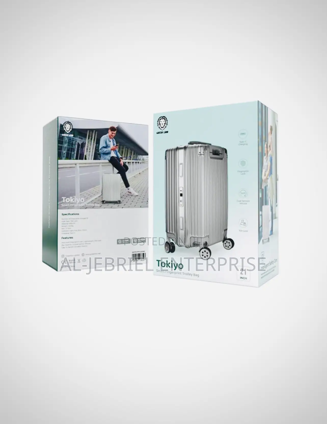 Smart Fingerprint Trolley Bag —Green Lion Tokiyo