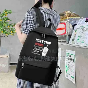Fashion Letter Print Solid Color Canvas Backpack