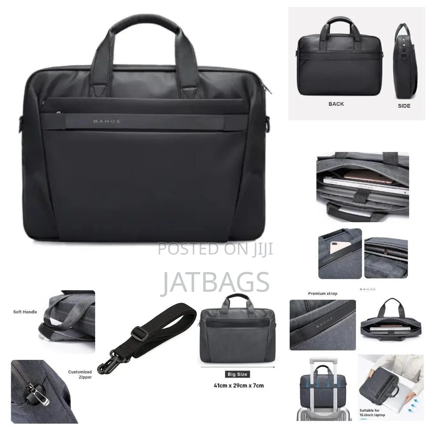 15-16" Black Shoulder Waterproof Laptop Bag (Free Delivery)
