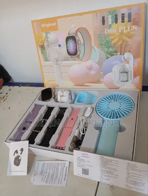D96 Plus Smartwatch With Mini Hand Fan Earbud Set - Blue