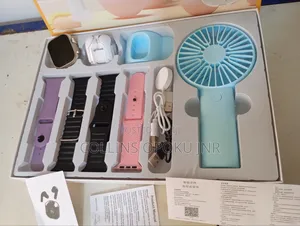 D96 Plus Smartwatch With Mini Hand Fan Earbud Set - Blue