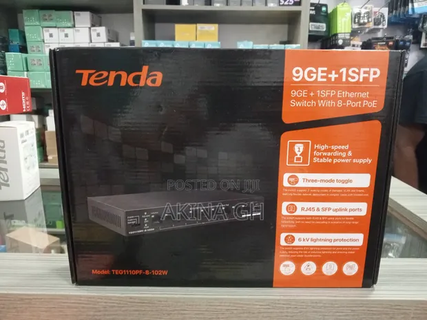 Tenda 8 Port Poe Gigabit Switch 9ge+1sfp Teg1110pf-8-102w