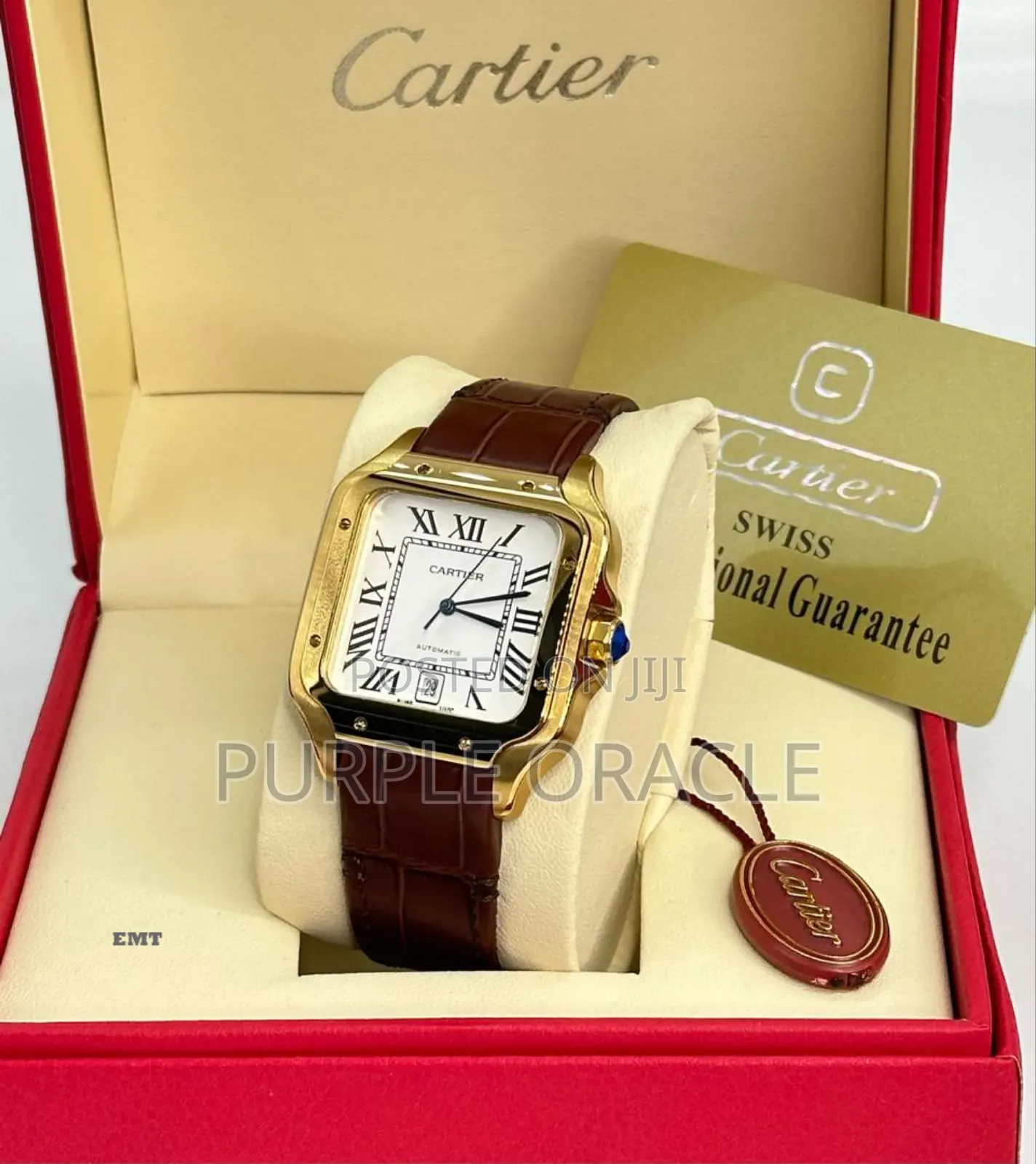 Cartier Genuine Leather Strap Watch For Gents
