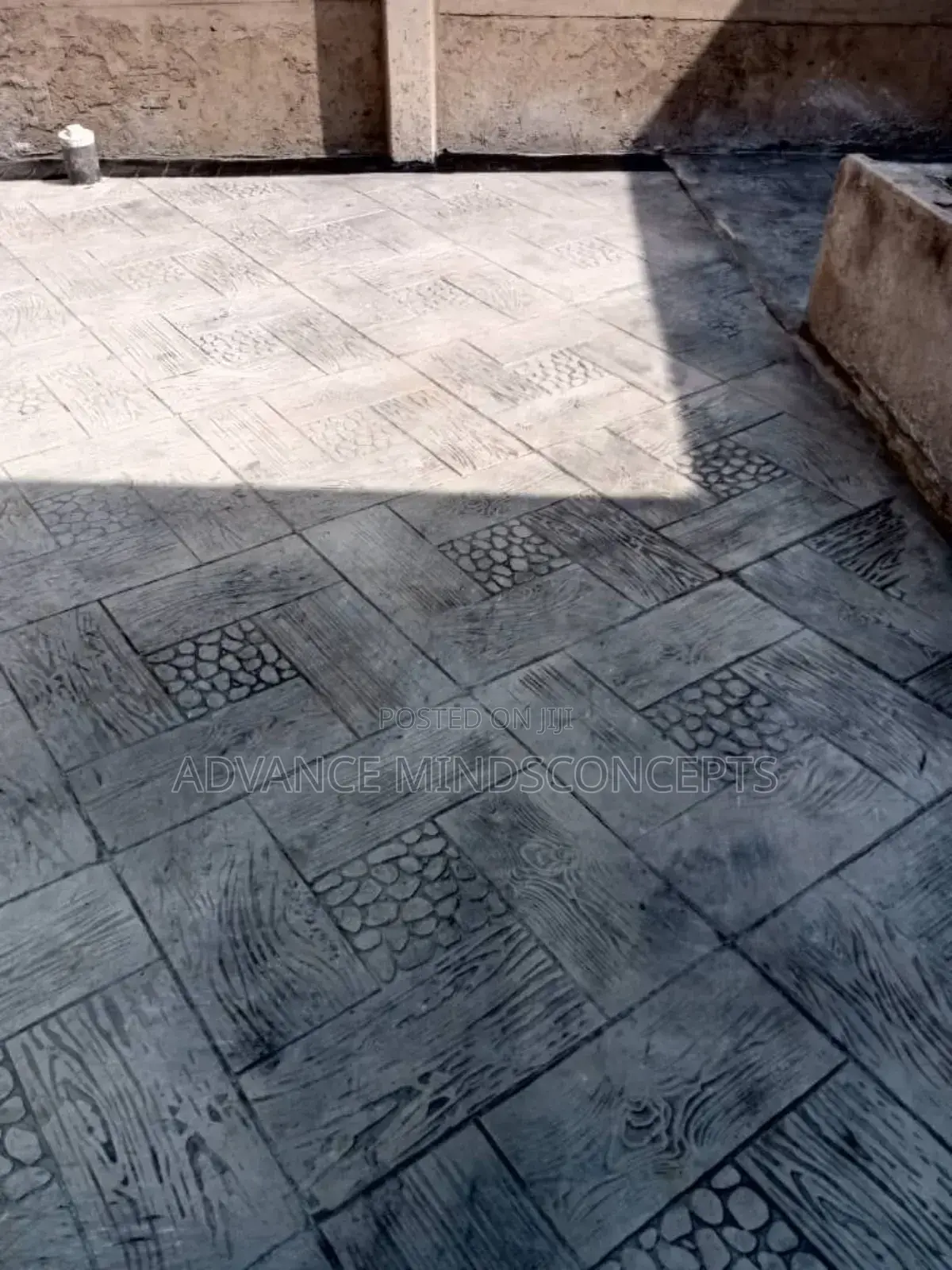 Square Wood ( Silver) Stamp Concrete