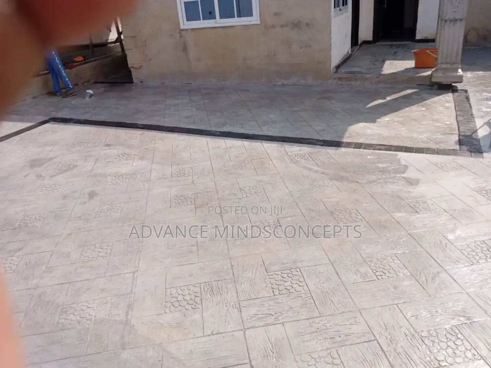 Square Wood ( Silver) Stamp Concrete