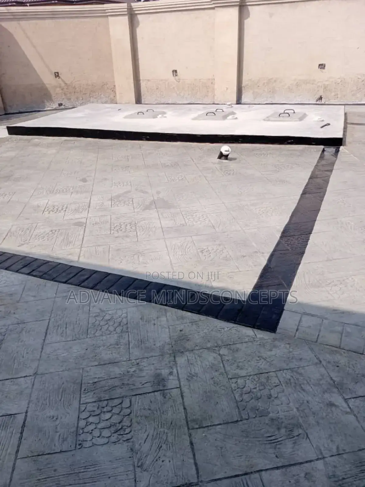 Square Wood ( Silver) Stamp Concrete