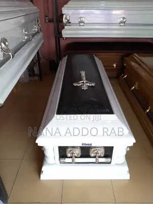 Ghana Made Coffin .White With Gold Handles