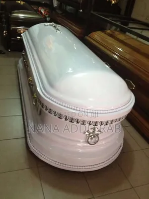 Ghana Made Coffin .White With Gold Handles