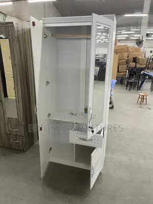 Solid Wooden Design 2 Door Wardrobe With Drawer and Mirror