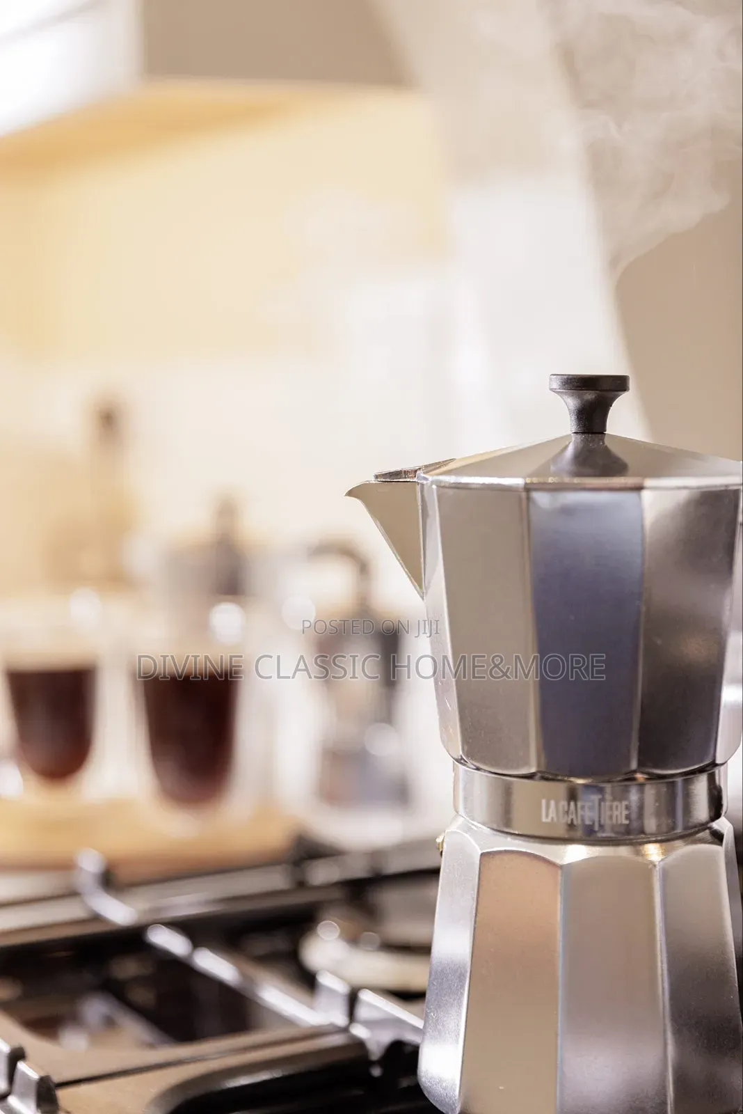 La Cafetière Venice Aluminium Espresso Maker Six Cup Silver