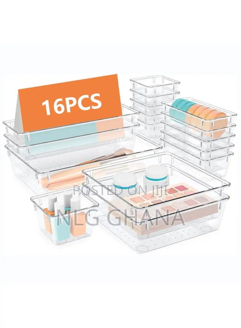 16pcs / Set Non-Slip Transparent Pet Storage Box for Drawers