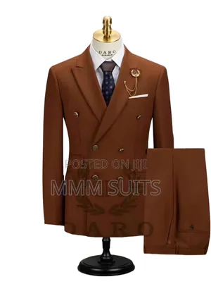 2-Piece Men Double-Breasted Turkish Suit Brown