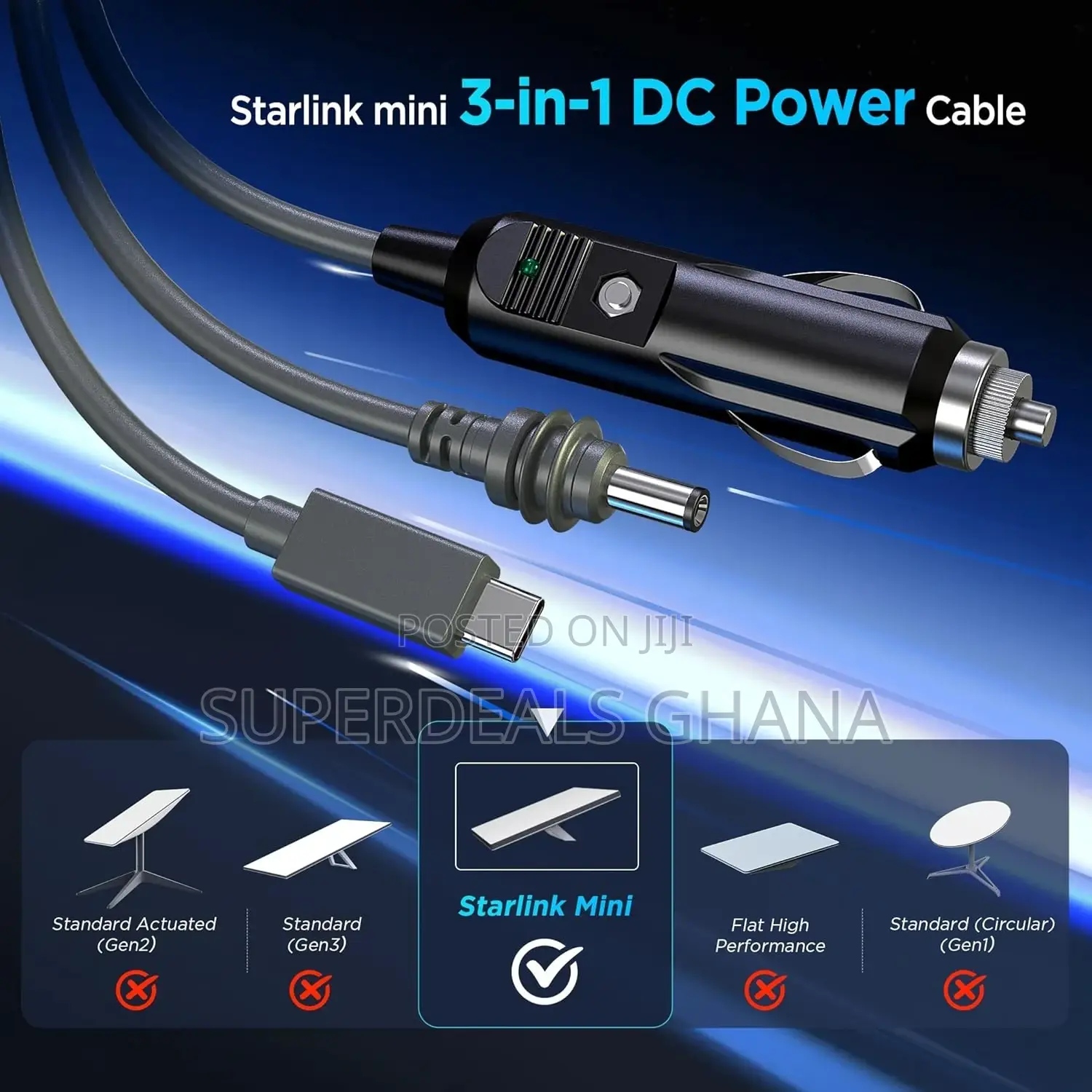 Starlink Mini Cable, 5M, USB C/Car Charger