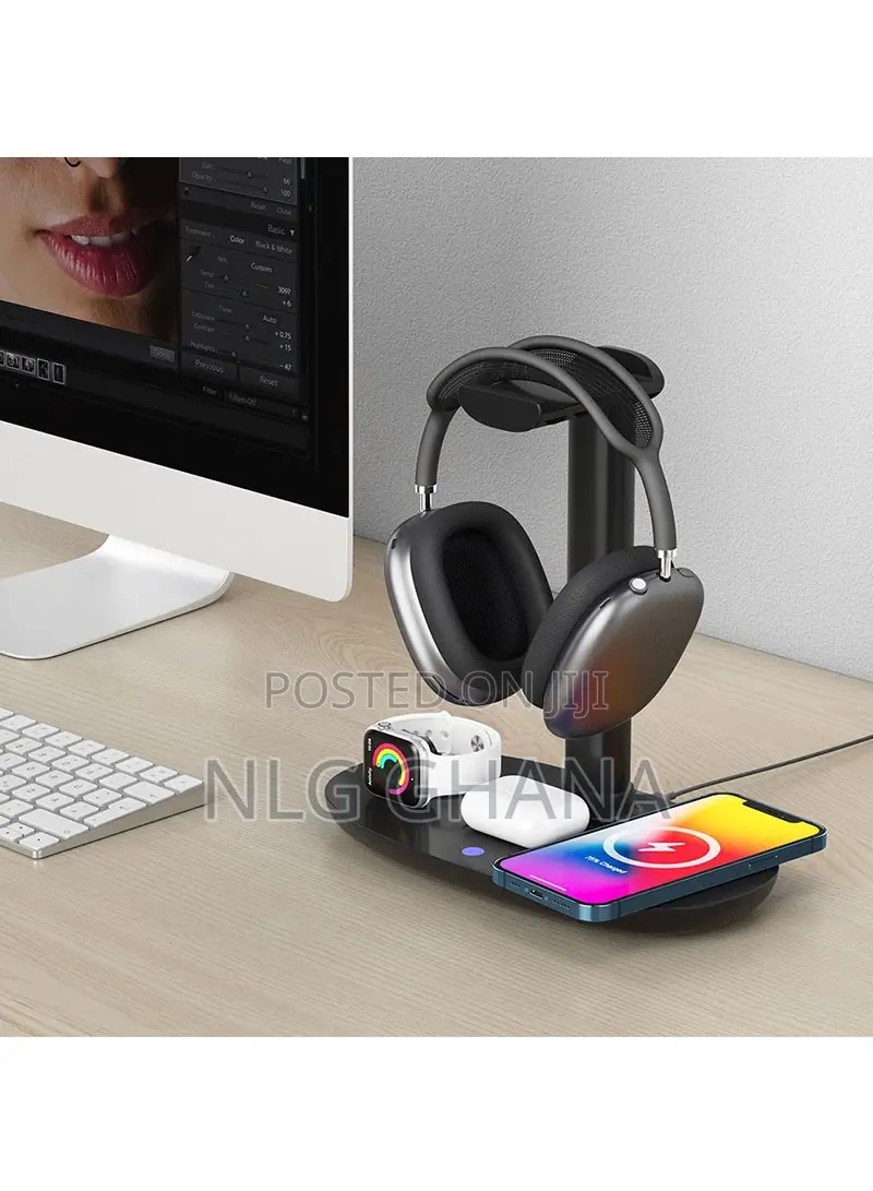 4-in-1 Wireless Charger Headset Hanger Qc 3.0 Charging Stati