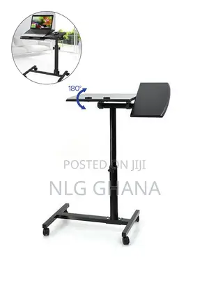 Wood Panels Steel Frame Laptop Table With 4 Lockable Caste