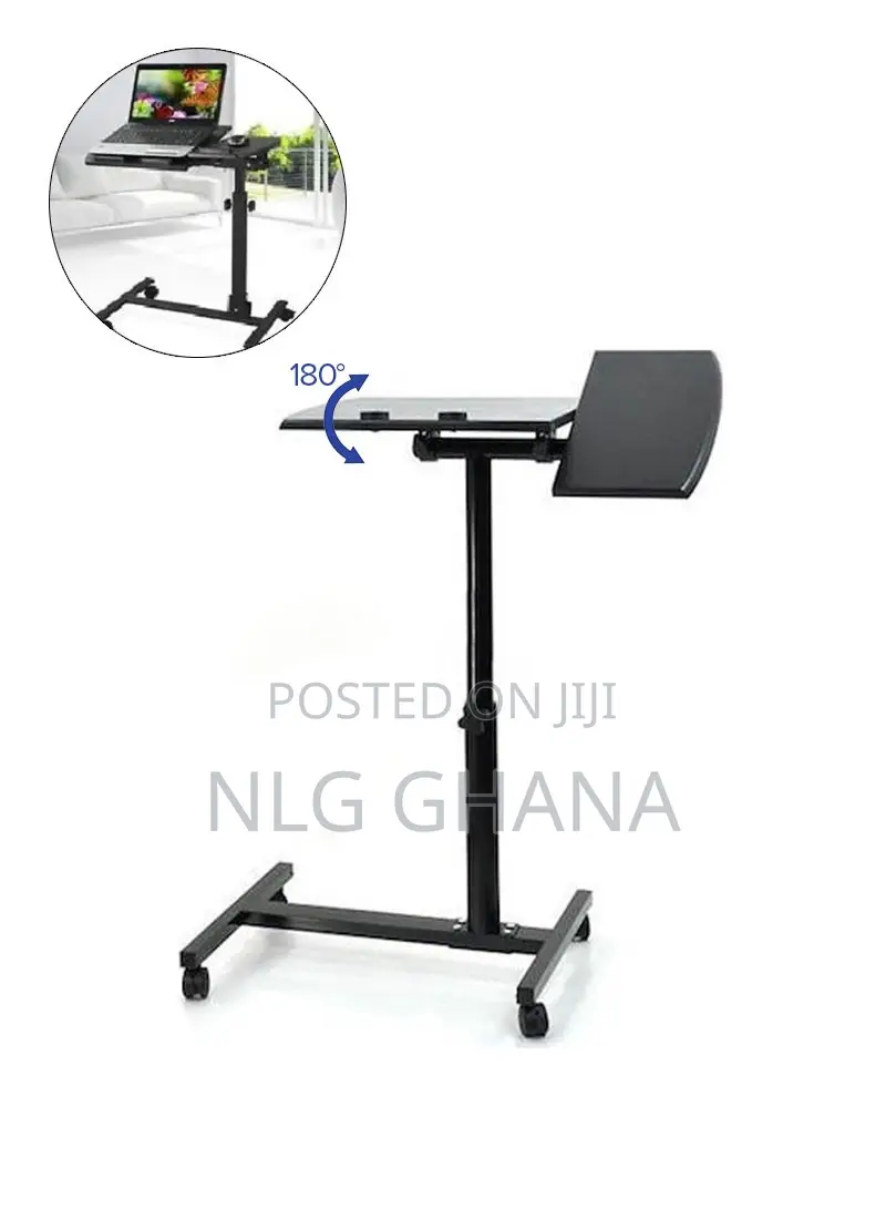 Wood Panels Steel Frame Laptop Table With 4 Lockable Caste
