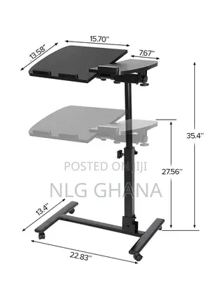 Wood Panels Steel Frame Laptop Table With 4 Lockable Caste
