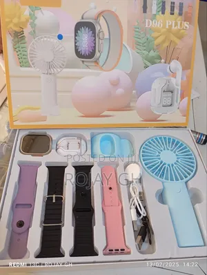 D96 Ultra Smart Watch, Earbud Rechargeable Fan - Blue