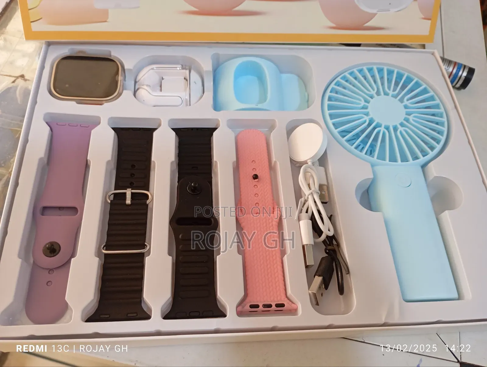 D96 Ultra Smart Watch, Earbud Rechargeable Fan - Blue