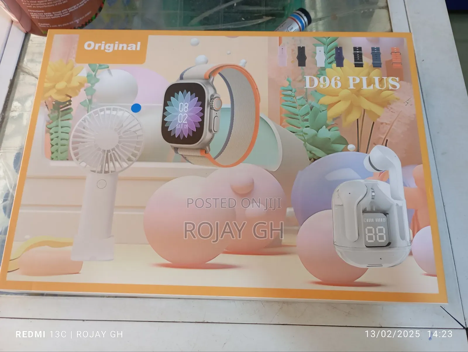 D96 Ultra Smart Watch, Earbud Rechargeable Fan - Blue