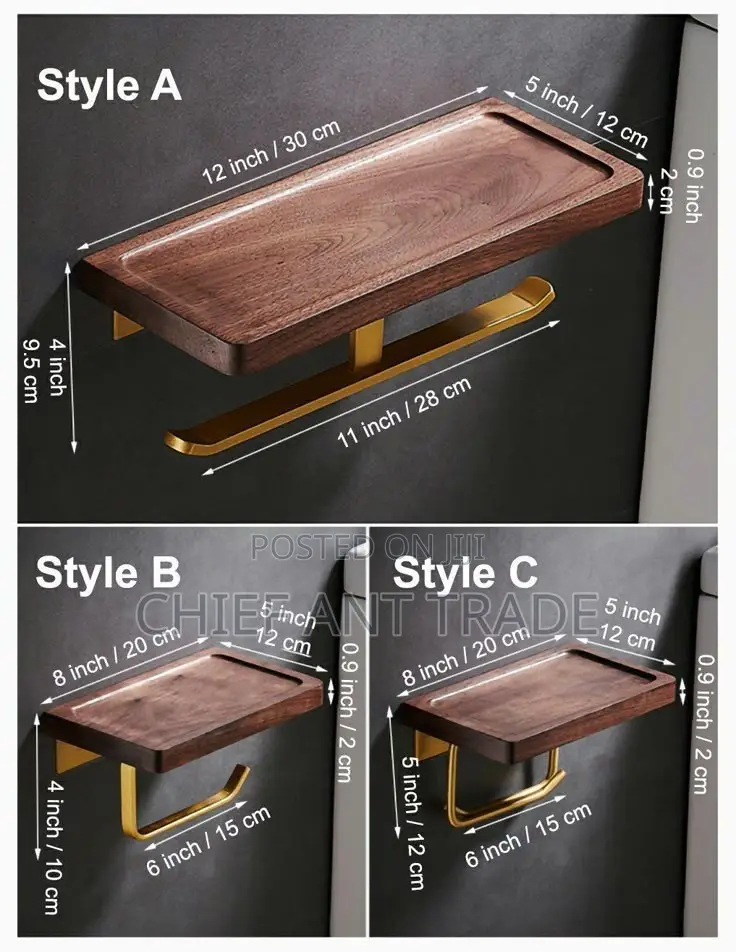 Dark Wood Tissue Holder. T Roll Jz0042