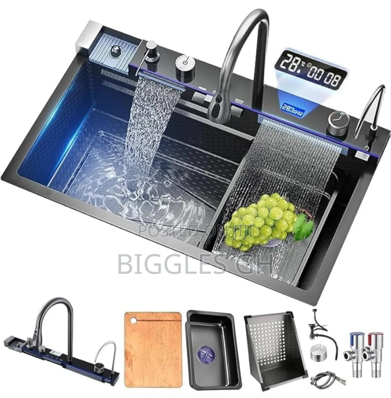Smart Waterfall Sink With Led and Cup Washer