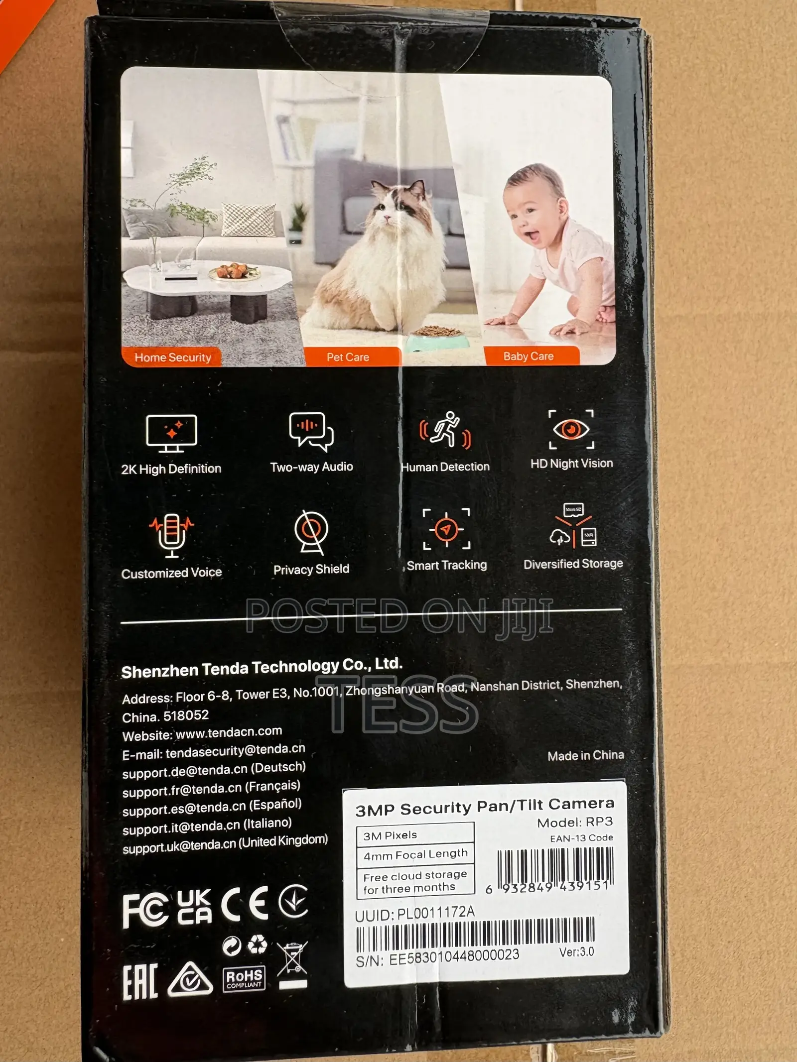 Tenda RP3 V3.0 3MP Security Pan/Tilt Camera