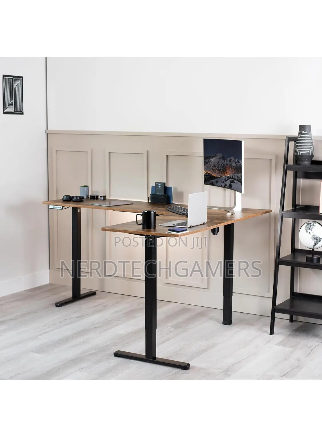 VIVO Electric Corner L-Shaped 75 X 63 Inch Rustic