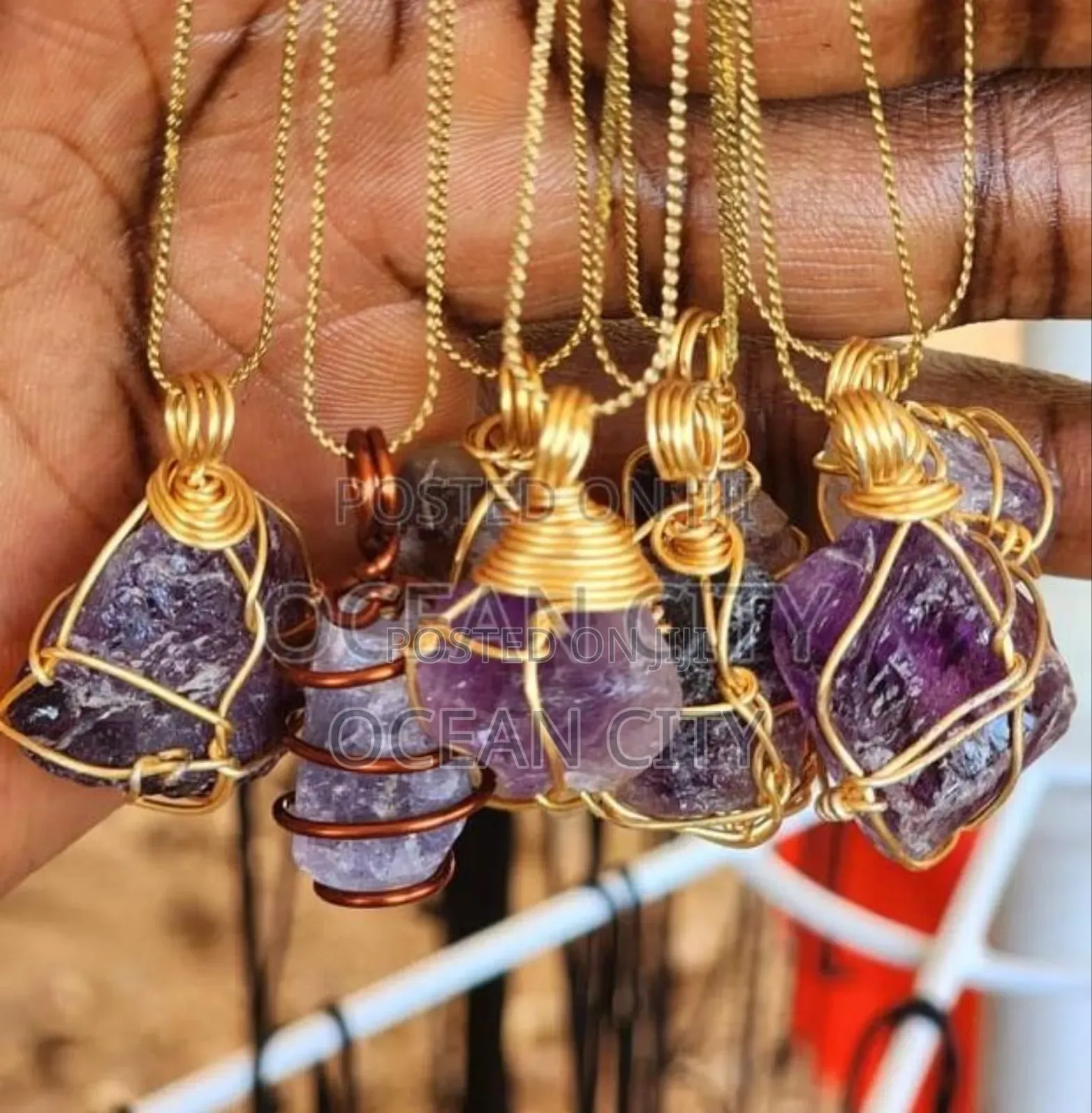 Crystal Stone(Amethyst) Necklaces.