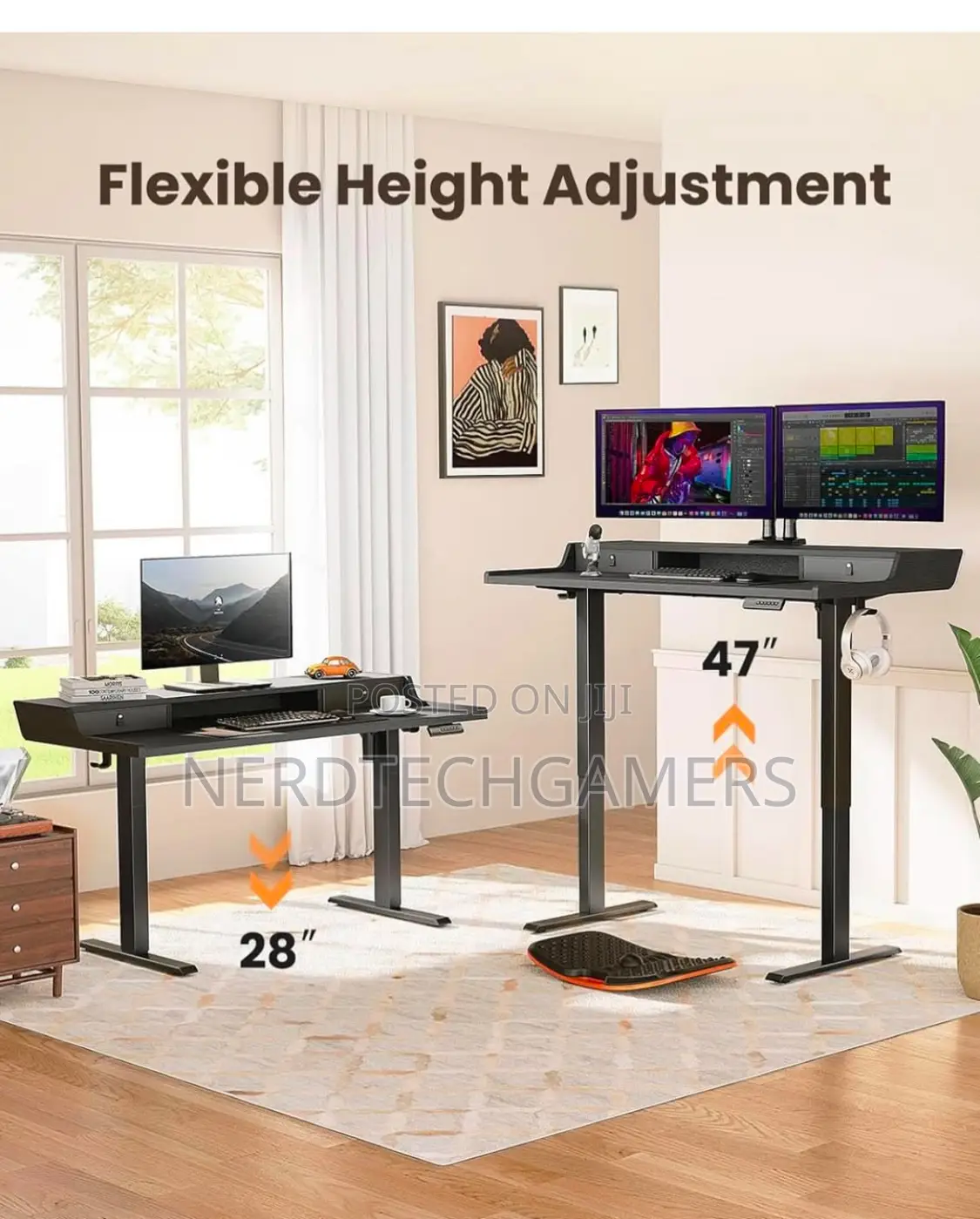 Ergear Electric Standing Desk With Drawers, 48′′ X 24′′Desk