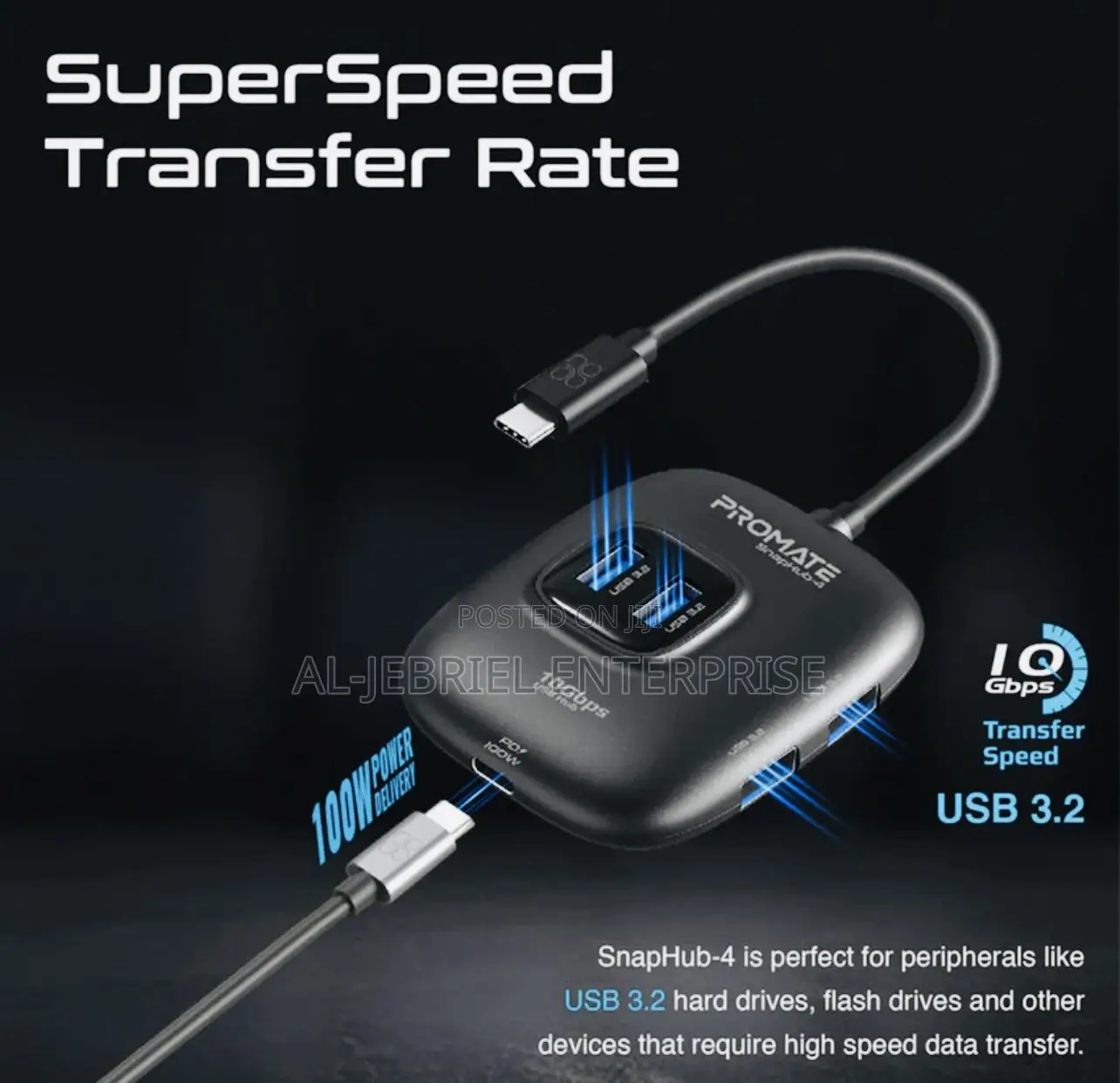 Promate Multiport USB Hub - SNAPHUB-4
