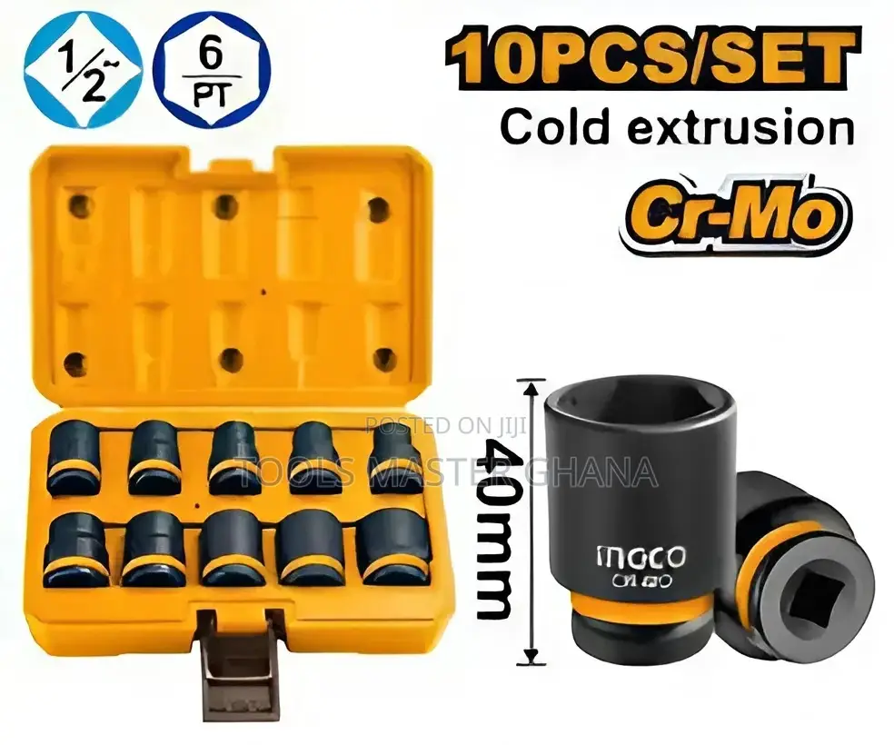 10 Pcs 1/2"Dr. Impact Socket Set - Hkissd12101