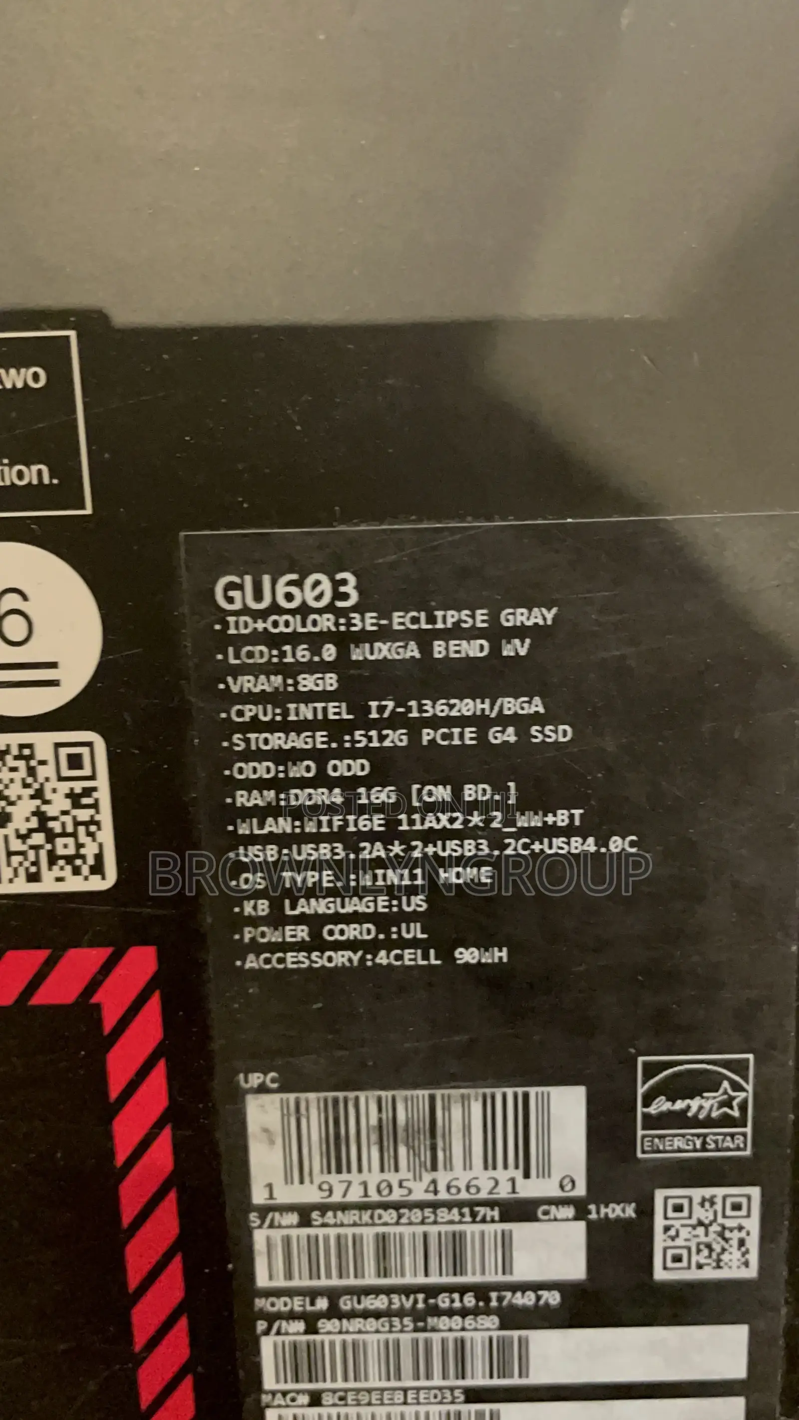 New Laptop Asus ROG Zephyrus M16 GU603HR 16GB Intel Core I7 SSD 512GB