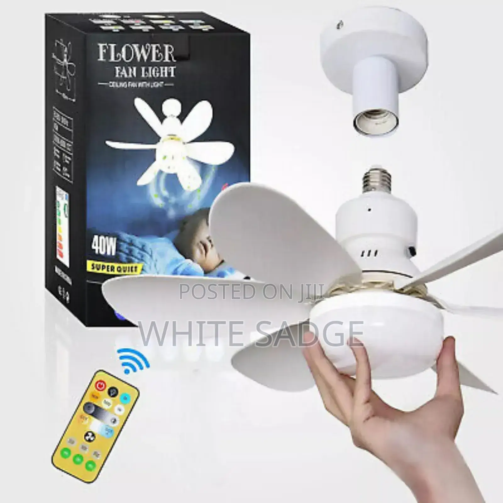 E27 Portable Fan Light 3color With Remote