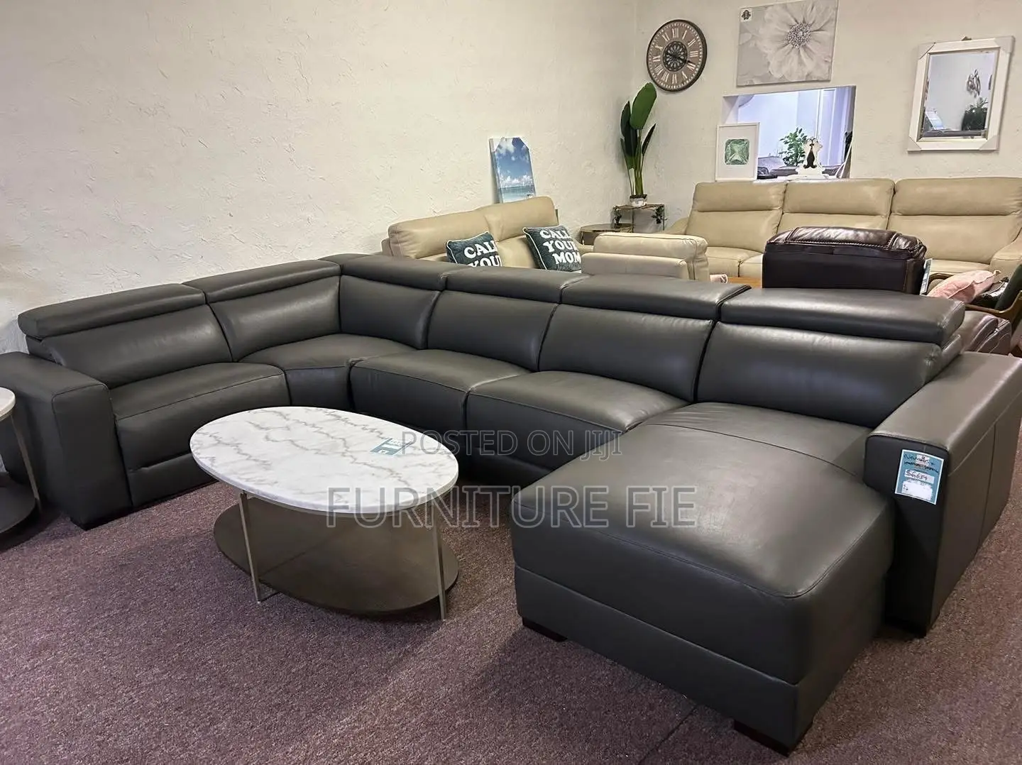 Nevio 5pcs Real Leather Sectional With Chaise From Macys Usa