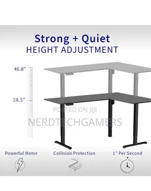 Vivo Electric Corner L-Shaped 63 X 55 Inch Standing Desk,