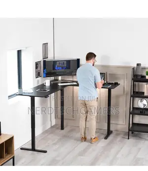 Vivo Electric Corner L-Shaped 63 X 55 Inch Standing Desk,