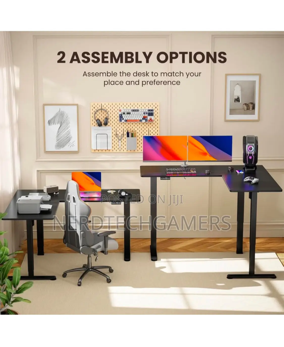 Ergear 63” Dual L Shaped Standing Electric Height Adjustable
