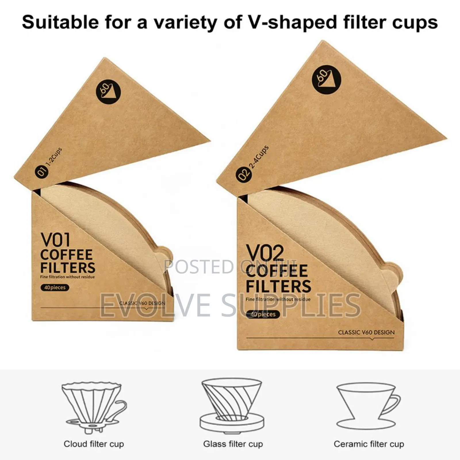 Conical Coffee Filter Paper (100pcs Pack)